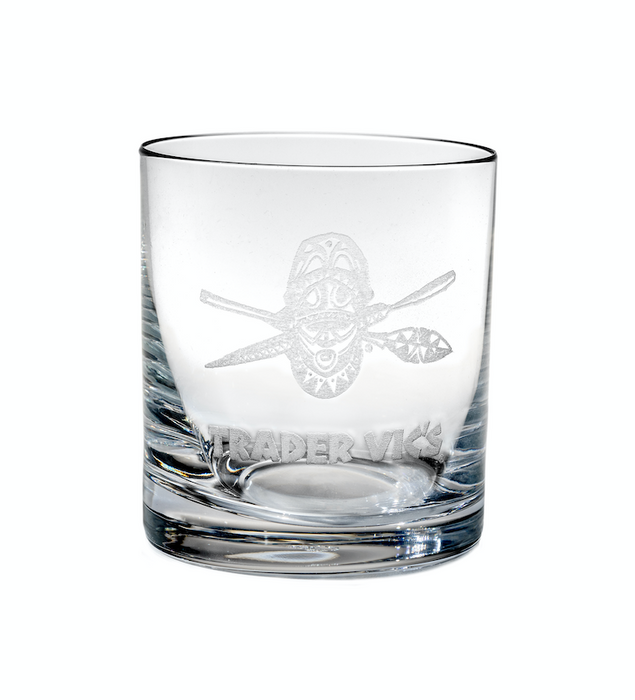 SHIELD AND OARS ETCHED ROCKS GLASS